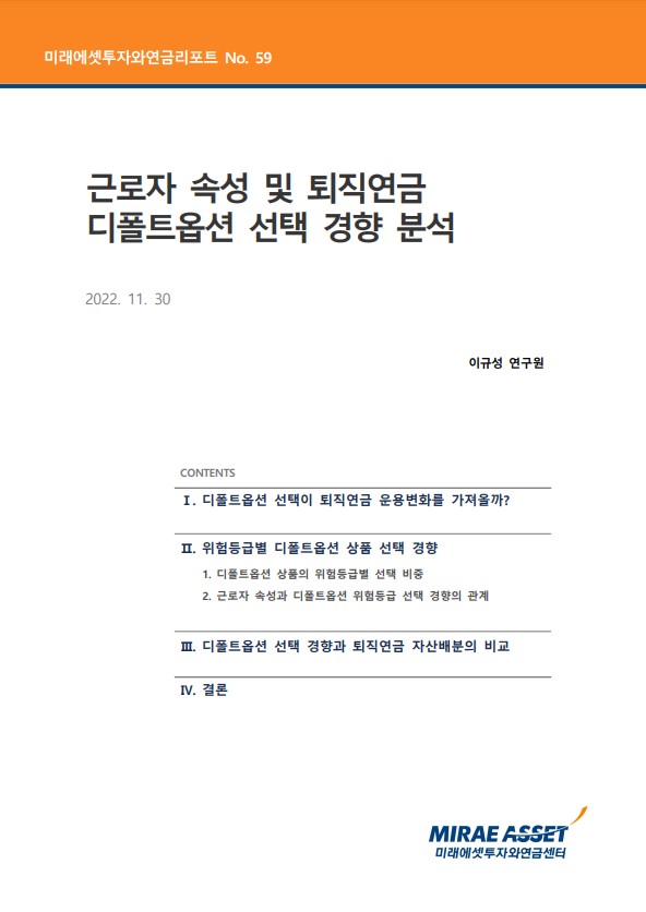 근로자 속성 및 퇴직연금 디폴트옵션 선택 경향 분석